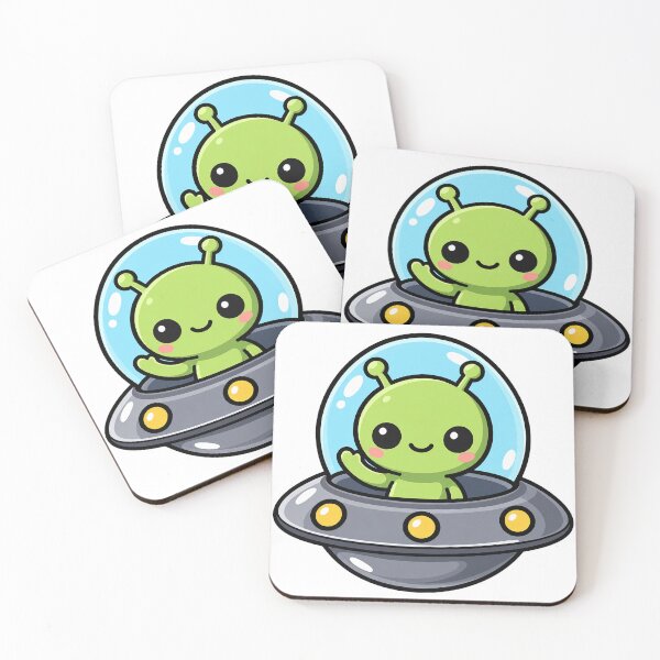 Item preview, Cute Green Alien in UFO designed and sold by YnMstudio25.