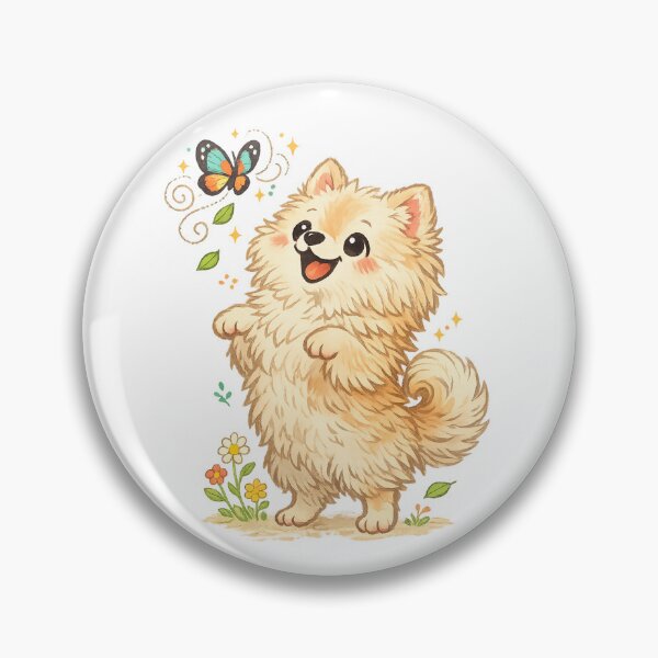 Item preview, Cute Pomeranian Puppy Butterfly Floral Cottagecore Dog Art Design designed and sold by inkoutninja.