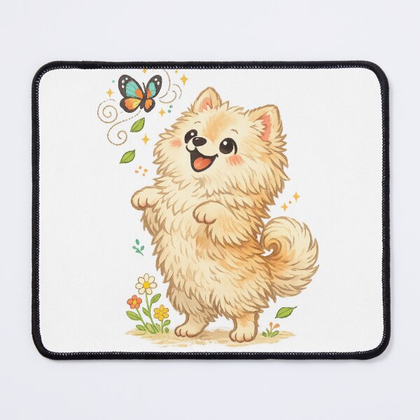 Item preview, Cute Pomeranian Puppy Butterfly Floral Cottagecore Dog Art Design designed and sold by inkoutninja.