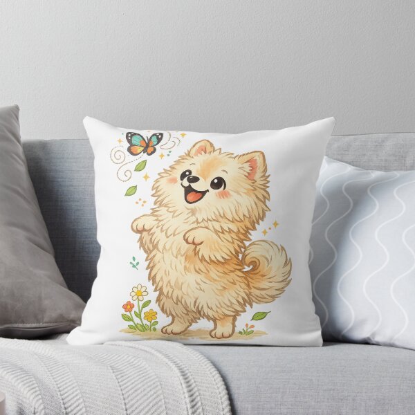 Item preview, Cute Pomeranian Puppy Butterfly Floral Cottagecore Dog Art Design designed and sold by inkoutninja.