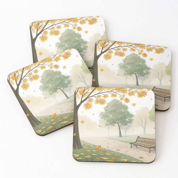Item preview,  September Autumn Park Watercolor with Bench designed and sold by AlinaMel.