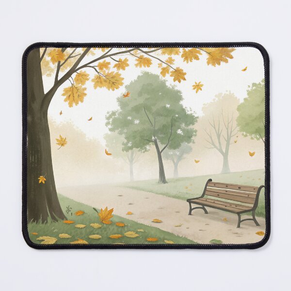 Item preview, September Autumn Park Watercolor with Bench designed and sold by AlinaMel.