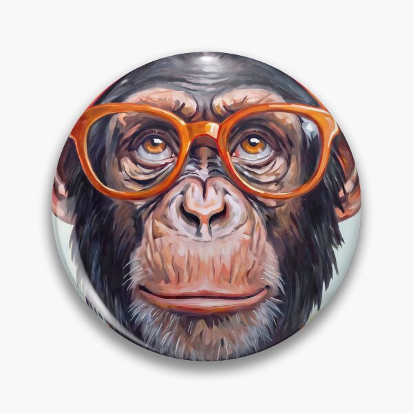 Item preview, Painting Chimpanzee with Bandana in bright orange designed and sold by TYA - Take Your Art.