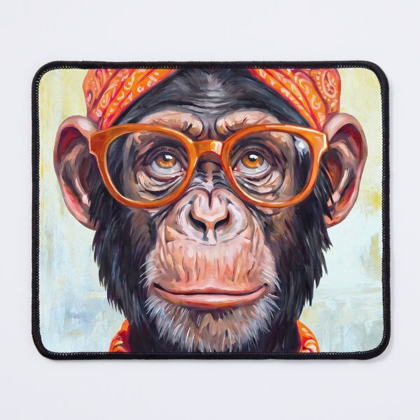 Item preview, Painting Chimpanzee with Bandana in bright orange designed and sold by TYA - Take Your Art.