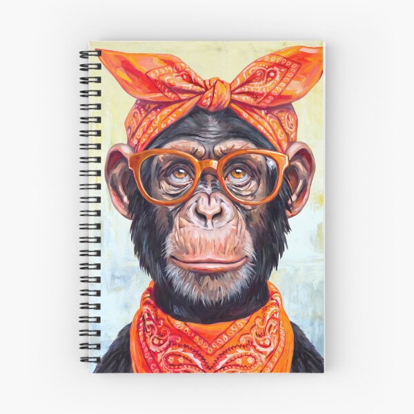 Item preview, Painting Chimpanzee with Bandana in bright orange designed and sold by TYA - Take Your Art.