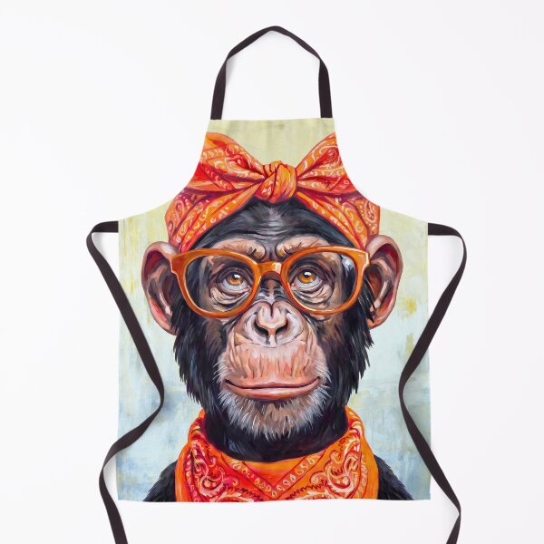 Item preview, Painting Chimpanzee with Bandana in bright orange designed and sold by TYA - Take Your Art.