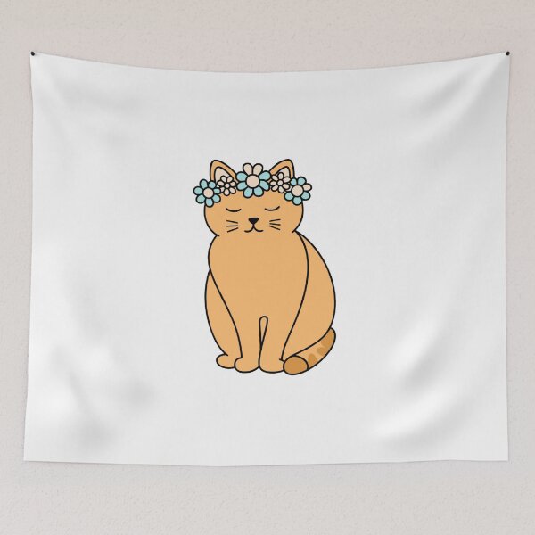 Item preview, Cute Orange Cat with Flower Crown – Kawaii Floral Cat Lover Design designed and sold by Ikochane.