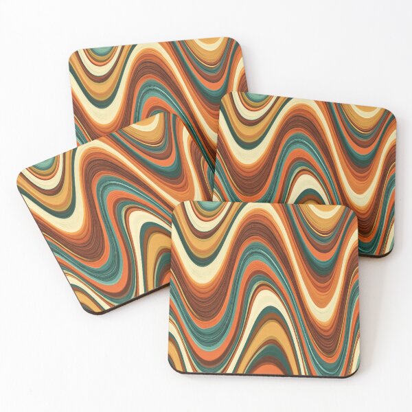 Item preview, Burnt Orange & Cream Psychedelic 70s Waves designed and sold by AlfiB.