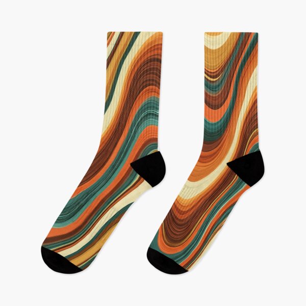 Item preview, Burnt Orange & Cream Psychedelic 70s Waves designed and sold by AlfiB.