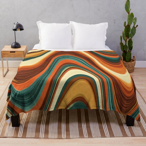 Item preview, Burnt Orange & Cream Psychedelic 70s Waves designed and sold by AlfiB.