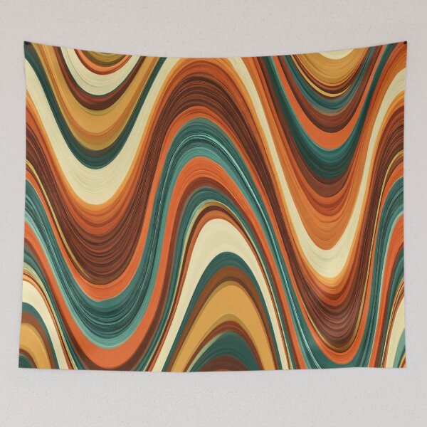 Item preview, Burnt Orange & Cream Psychedelic 70s Waves designed and sold by AlfiB.