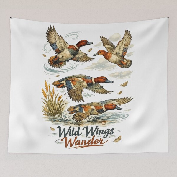 Item preview, Wild Wings Wander Flying Ducks Waterfowl Migration Nature Art Design designed and sold by inkoutninja.