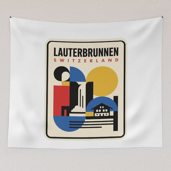 Item preview, Retro Lauterbrunnen Bauhaus Geometric Skyline designed and sold by k3rstman1.