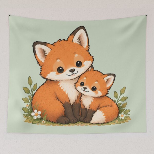 Item preview, Mum & Baby Fox designed and sold by MellowMunchkins.