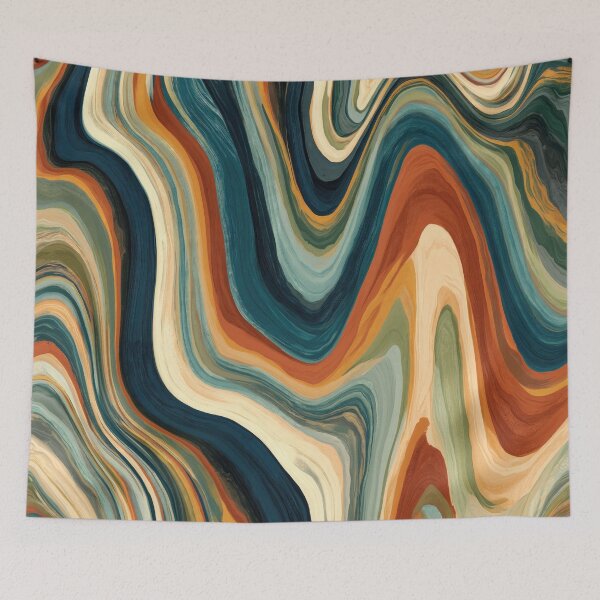 Item preview, Deep Teal, Rust & Cream Groovy Marble Waves designed and sold by AlfiB.