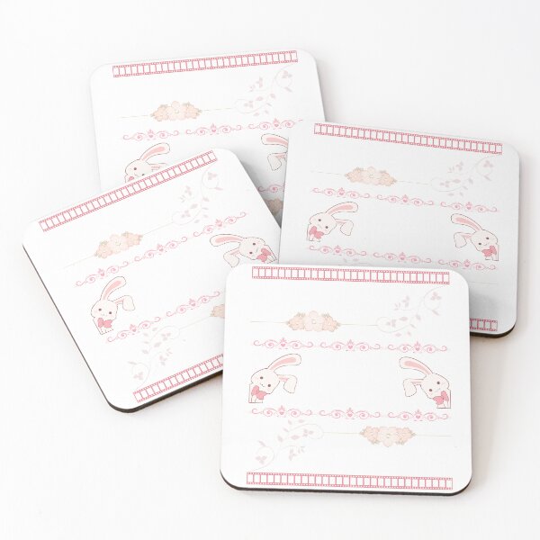 Item preview, Cute Pastel Pink Rabbit Floral Border Design designed and sold by Rehnair.