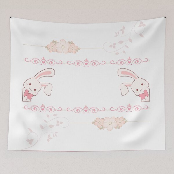 Item preview, Cute Pastel Pink Rabbit Floral Border Design designed and sold by Rehnair.
