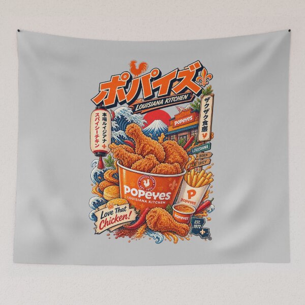 Item preview, Japanese Retro Fried Chicken Food Art designed and sold by ElizBurkes.