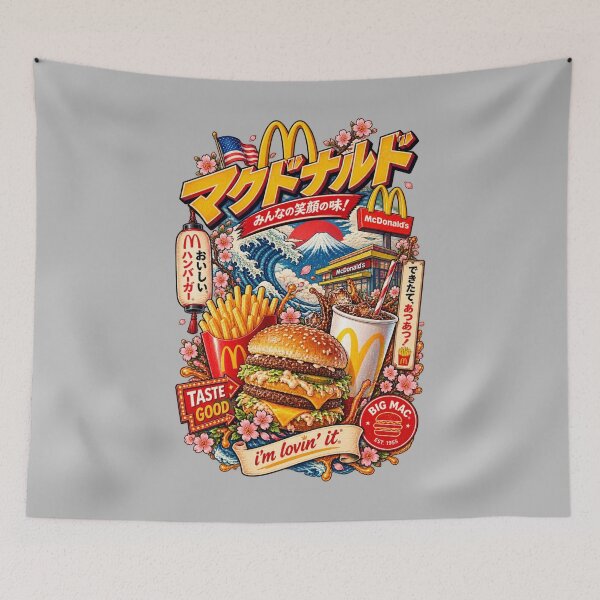 Item preview, Japanese Retro Burger Fast Food Art designed and sold by ElizBurkes.