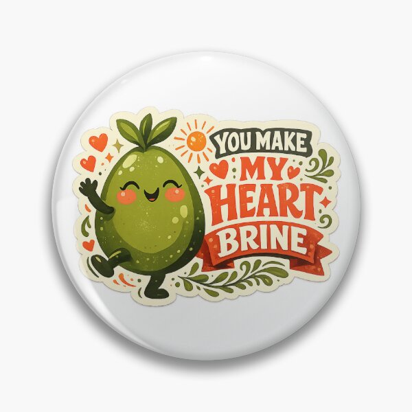 Item preview, You Make My Heart Brine Cute Pickle Love Pun Funny Valentine Art Design designed and sold by inkoutninja.