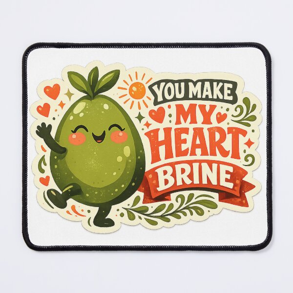 Item preview, You Make My Heart Brine Cute Pickle Love Pun Funny Valentine Art Design designed and sold by inkoutninja.