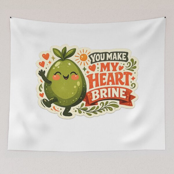 Item preview, You Make My Heart Brine Cute Pickle Love Pun Funny Valentine Art Design designed and sold by inkoutninja.