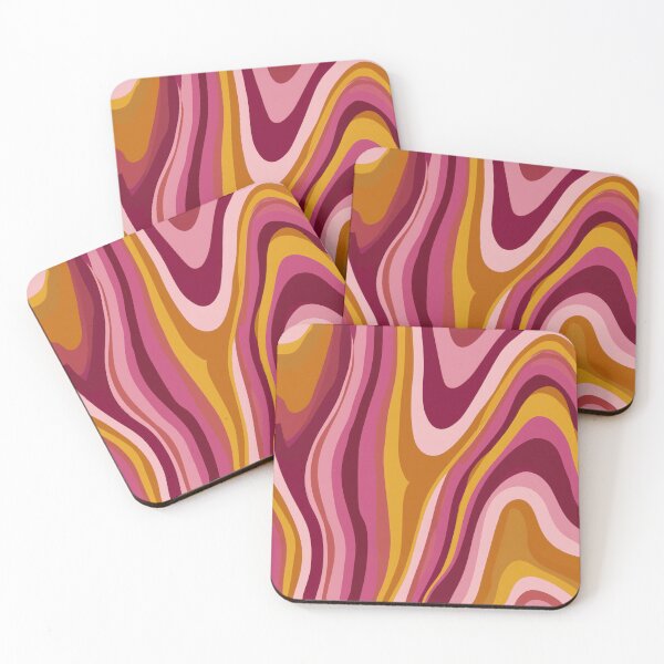 Item preview, Pink, Burgundy & Mustard Groovy 70s Waves designed and sold by AlfiB.