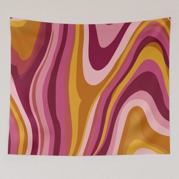 Item preview, Pink, Burgundy & Mustard Groovy 70s Waves designed and sold by AlfiB.