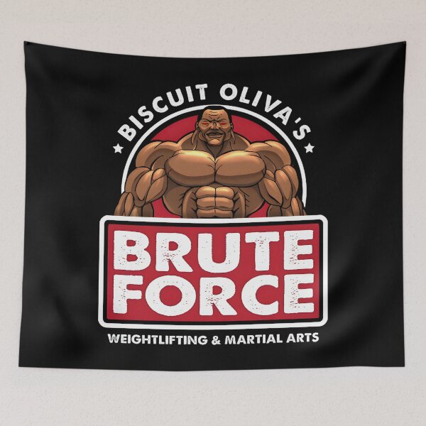 Item preview, Biscuit Oliva's Brute Force Ba.ki Weightlifting and Martial Logo  designed and sold by Krishmarakris.