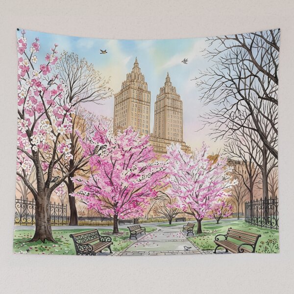 Item preview, Central Park New York Spring Watercolor Print designed and sold by POSTERIOCREW.