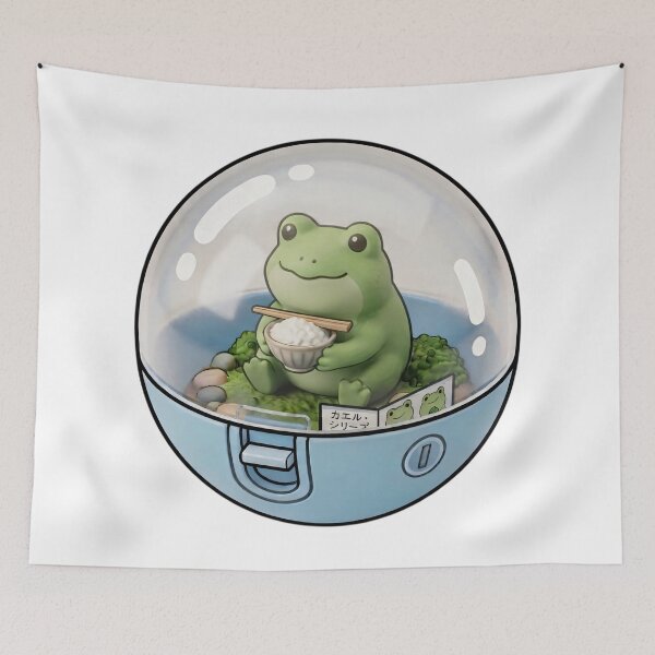 Item preview, Cute Frog Eating Rice in a Capsule Kawaii Japanese Capsule Art-#serie1 designed and sold by JeanChiale.