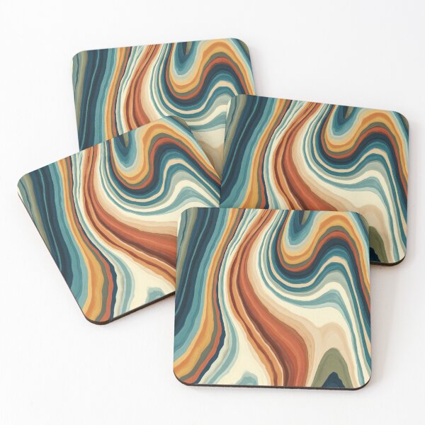 Item preview, Teal, Terracotta & Cream Retro Psychedelic Waves designed and sold by AlfiB.