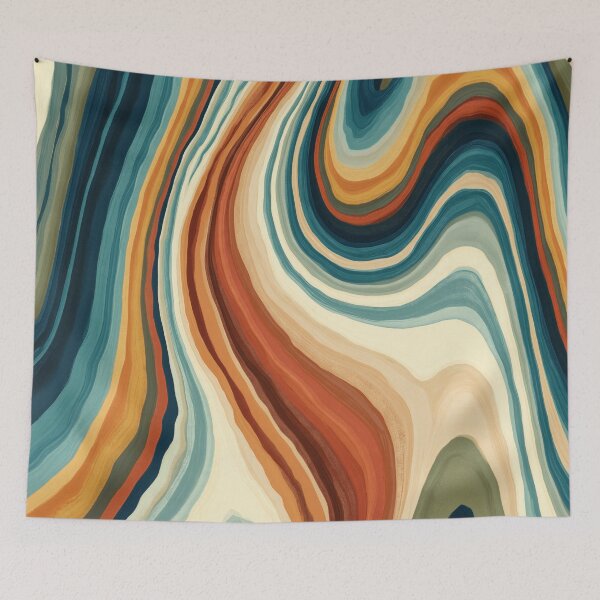 Item preview, Teal, Terracotta & Cream Retro Psychedelic Waves designed and sold by AlfiB.