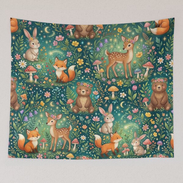Item preview, Cute Woodland Animals Seamless Pattern designed and sold by ShivCraftStudio.