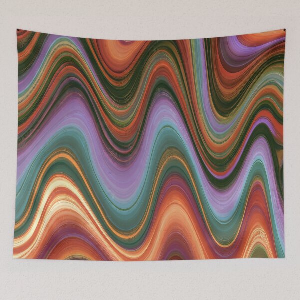 Item preview, Teal, Coral & Lavender Psychedelic Groovy Waves designed and sold by AlfiB.