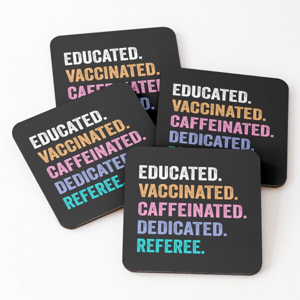Item preview, Educated Vaccinated Caffeinated Dedicated Referee Shirt Funny Referee Christmas Gift designed and sold by GalaxyShirtUS.