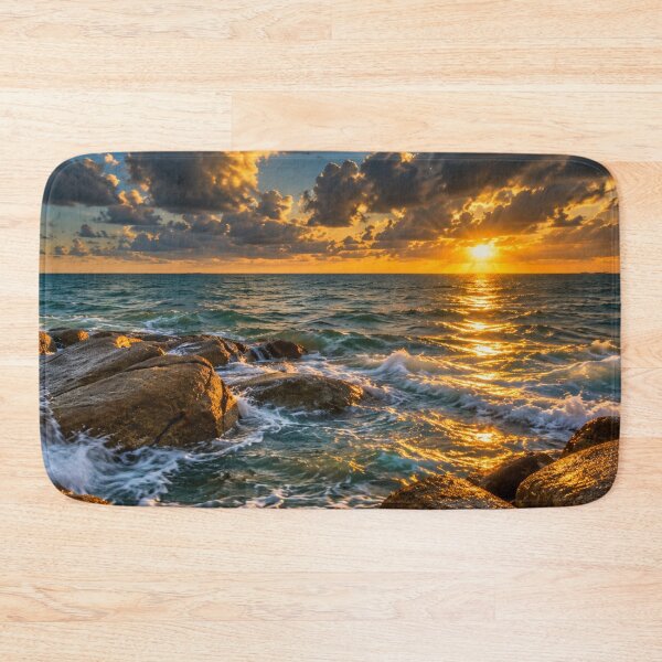 Item preview, Golden Ocean Sunset with Rocky Shore designed and sold by Wild Bloom Paws.