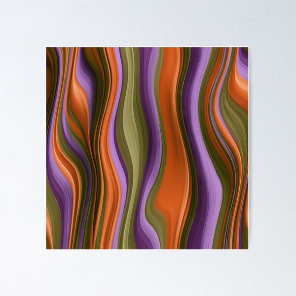 Item preview, Purple, Olive Green & Orange Retro Wavy Stripes designed and sold by AlfiB.