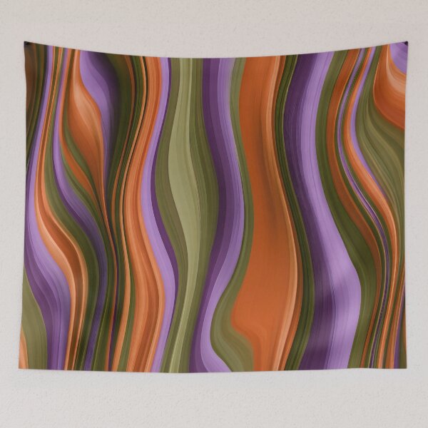 Item preview, Purple, Olive Green & Orange Retro Wavy Stripes designed and sold by AlfiB.