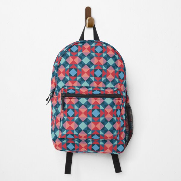 Item preview, Vibrant Red and Blue Geometric Mosaic Pattern designed and sold by ModdiesColors.