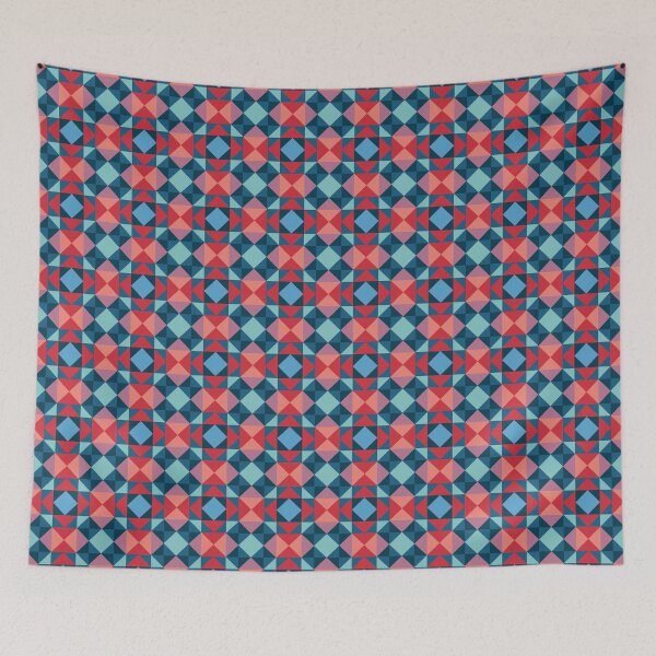 Item preview, Vibrant Red and Blue Geometric Mosaic Pattern designed and sold by ModdiesColors.