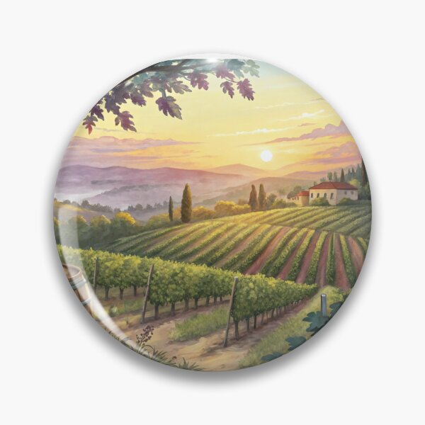 Item preview, Tuscan Vineyard Sunset Watercolor Landscape designed and sold by AlinaMel.