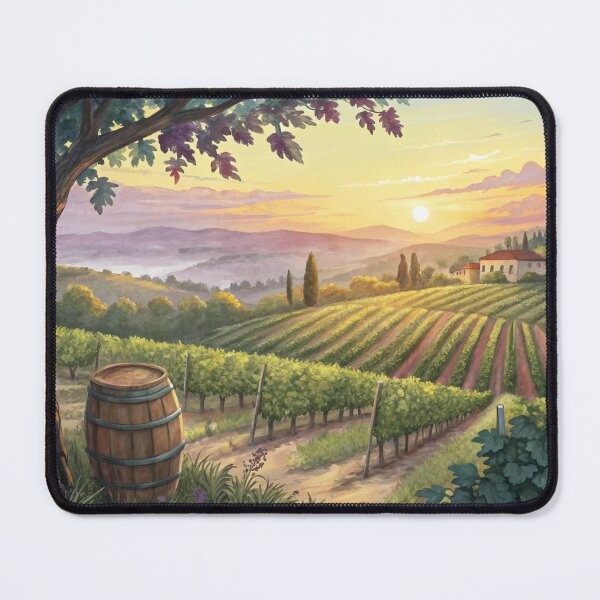 Item preview, Tuscan Vineyard Sunset Watercolor Landscape designed and sold by AlinaMel.