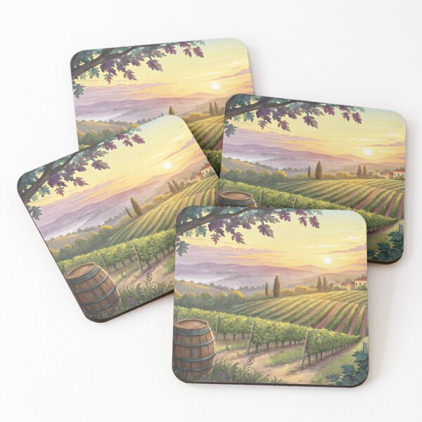 Item preview, Tuscan Vineyard Sunset Watercolor Landscape designed and sold by AlinaMel.