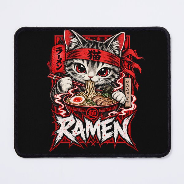 Item preview, Edgy Ramen Cat Japanese Noodle Warrior designed and sold by Gabriela Mihai.