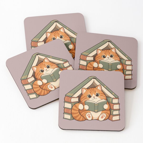Item preview, Cozy Orange Cat Reading in a Book Fort designed and sold by Glottopia.