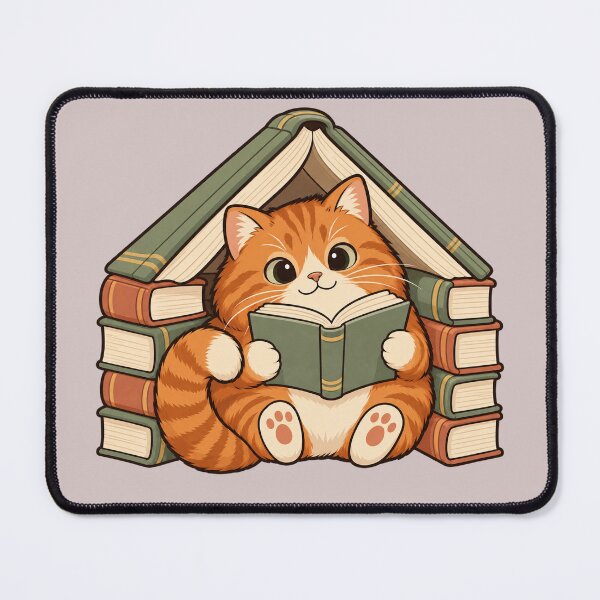 Item preview, Cozy Orange Cat Reading in a Book Fort designed and sold by Glottopia.