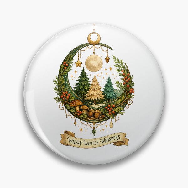 Item preview, Where Winter Whispers Moonlit Forest Cottagecore Celestial Art Design designed and sold by inkoutninja.