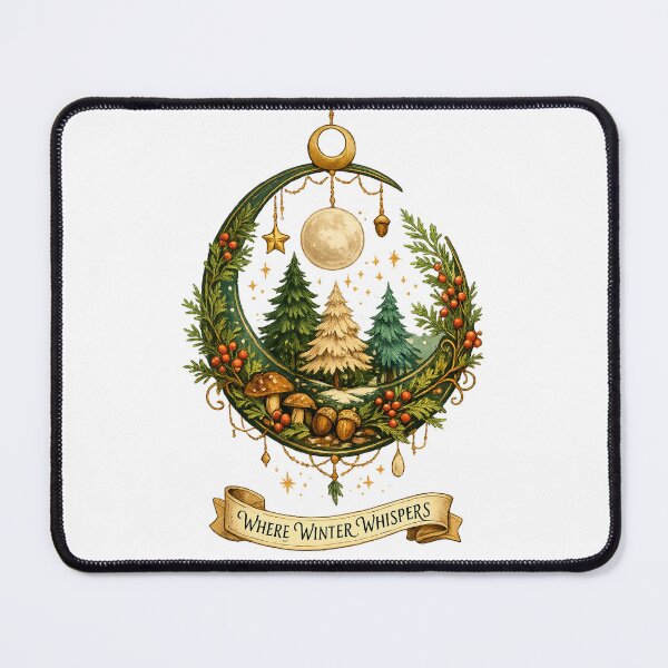 Item preview, Where Winter Whispers Moonlit Forest Cottagecore Celestial Art Design designed and sold by inkoutninja.