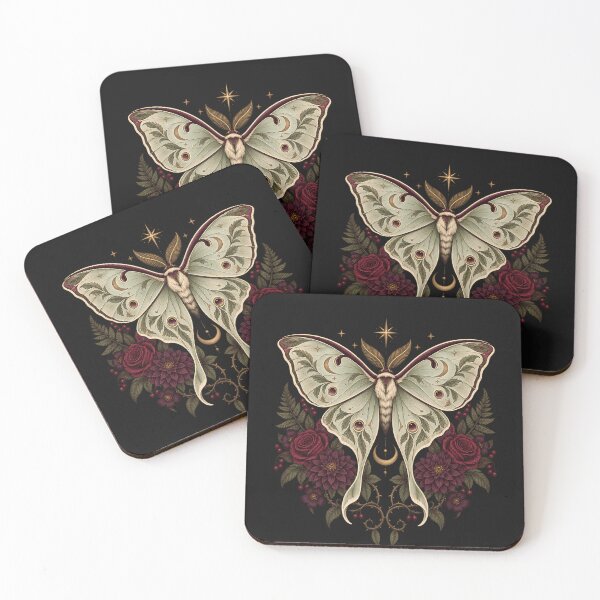 Item preview, Vintage Celestial Luna Moth Gothic Floral Botanical Art designed and sold by JerdbordinShop.